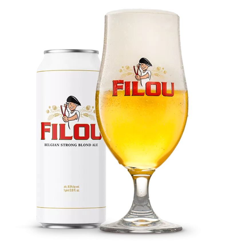 Filou can + glass