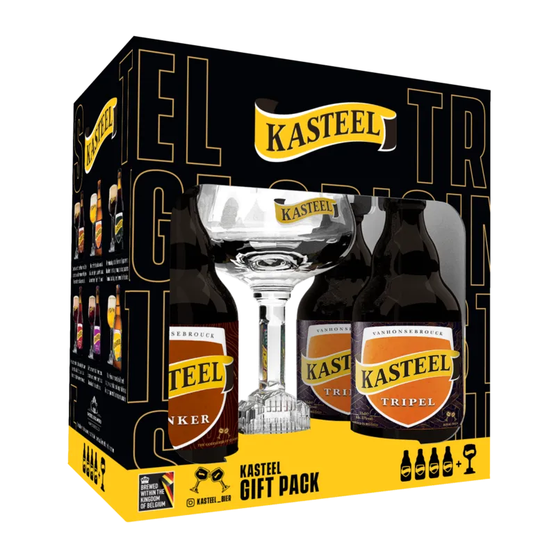 Kasteel Tripel & Kasteel Donker (4x 33 cl bottles + 1x glass)