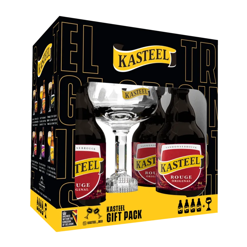 Kasteel Rouge Original (4x 33 cl bottles + 1x glass)