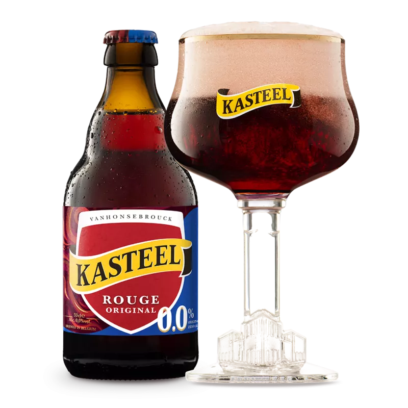 Kasteel Rouge 0,0 fles + glas