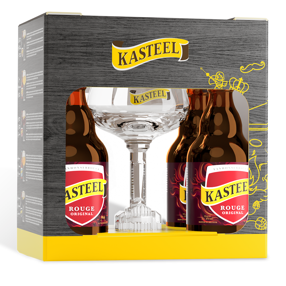 Kasteel Rouge Original (4x 33 cl bouteille + 1x verre)