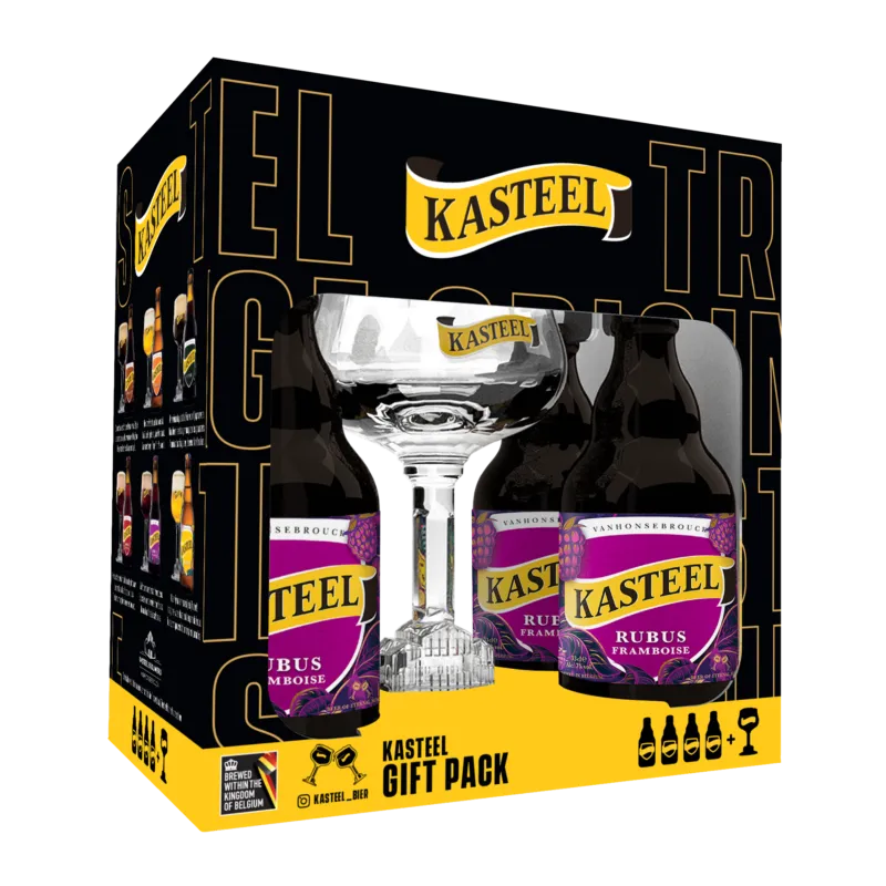 Kasteel Rubus Framboise (4x 33 cl bottles + 1x glass)