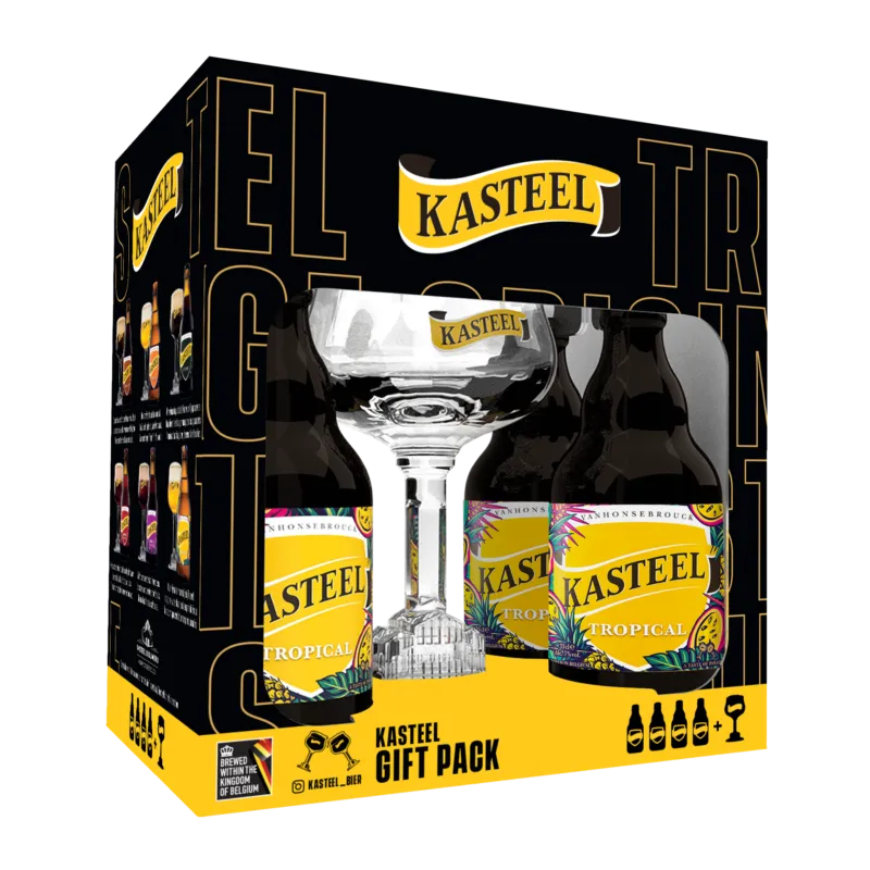 Kasteel Tropical (4x 33 cl bottles + 1x glass)