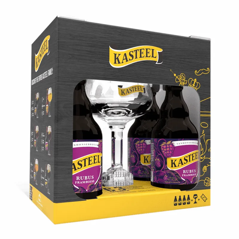 Kasteel Rubus Framboise (4x 33 cl bouteilles + 1x verre)