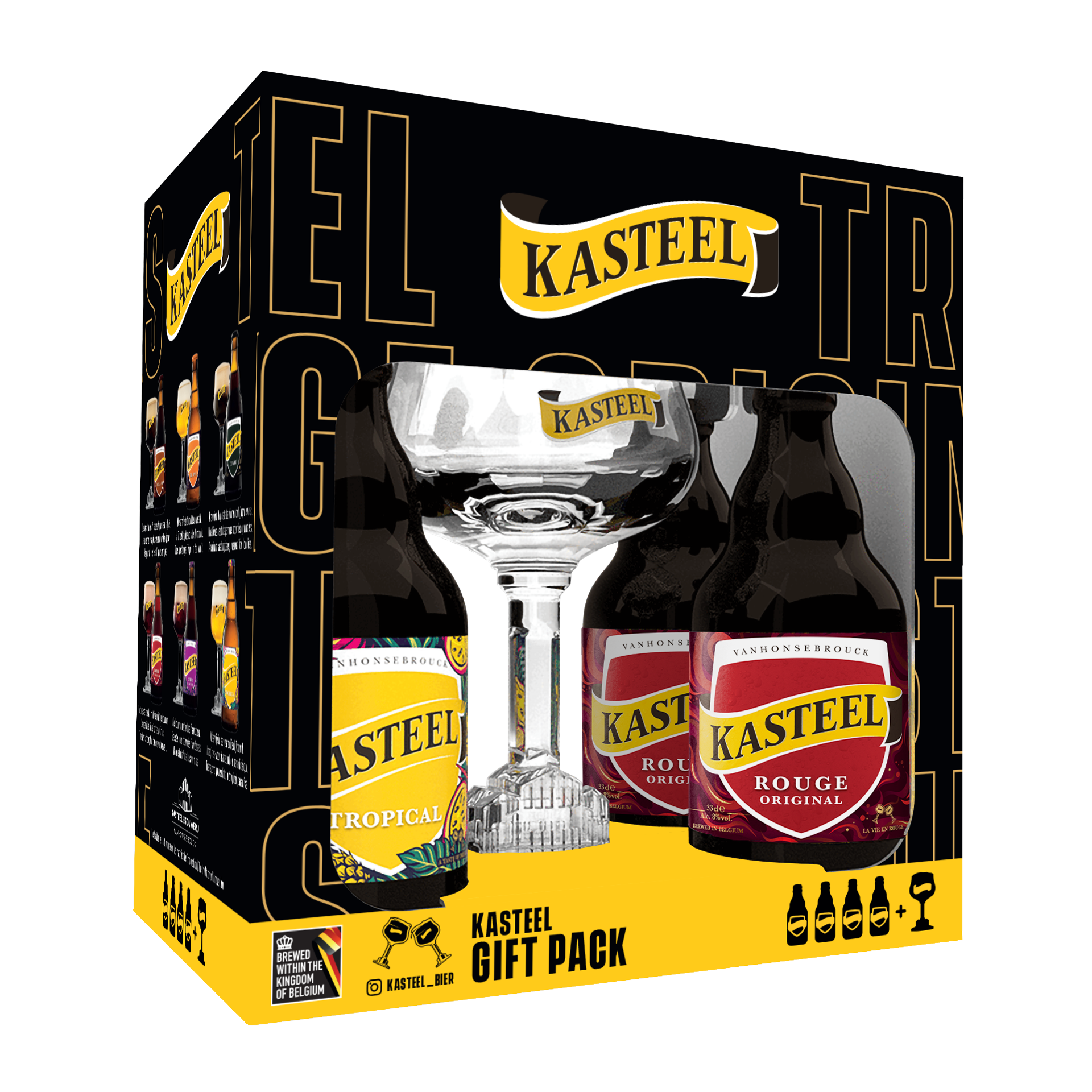 Kasteel Rouge & Kasteel Tropical (4x 33 cl + 1x glas)